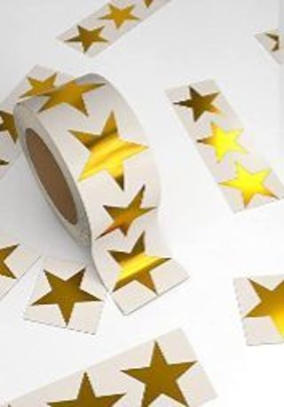 ⭐NEW⭐(5) 1.5" METALLIC GOLD FOIL STAR stickers BNWOT.