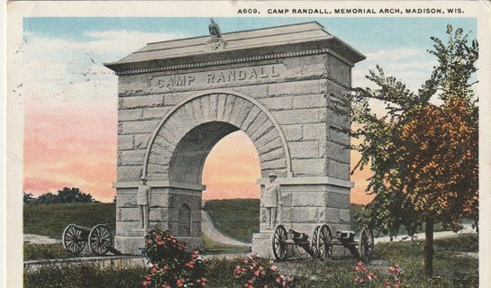 Vintage Used Postcard: 1916 Camp Randell, Memorial Arch, Madison, WI