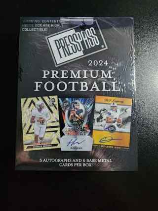 2024 Leaf Press Pass Premium Football Factory Sealed Hobby Box! 5 AUTOs! 6 Base!