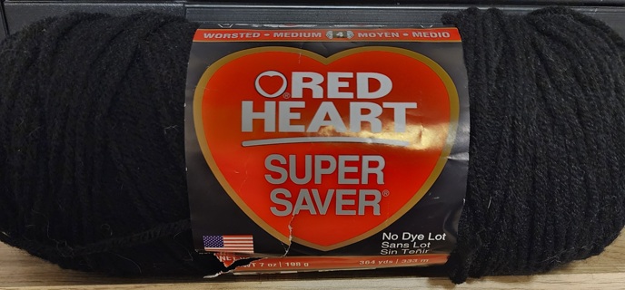 NEW - Red Heart Super Saver Yarn - "Black"