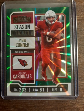 2023 Contenders James Conner Season Ticket Green Sunburst SP