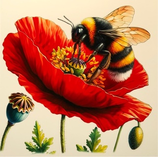 Bee and Poppy - 3 x 3” MAGNET - GIN ONLY