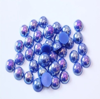 100pc 2mm metallic blue stud flat back bead