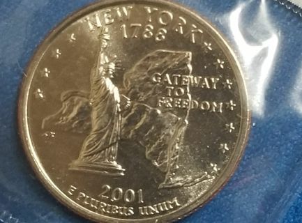 ☆Uncirculated☆ 2001 ☆New York☆ State Quarter. In original gov mint cello!