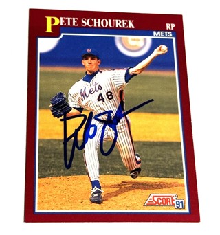 Autographed Pete Schourek #87T 1991 Score Rookie & Traded New York Mets