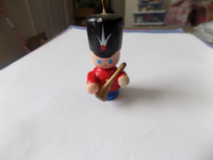 Vintage  2 inch wood soldier ornament red shirt blue pants