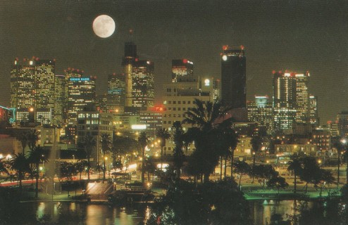 Vintage Unused Postcard: ginz: Night time Greater Los Angeles, CA