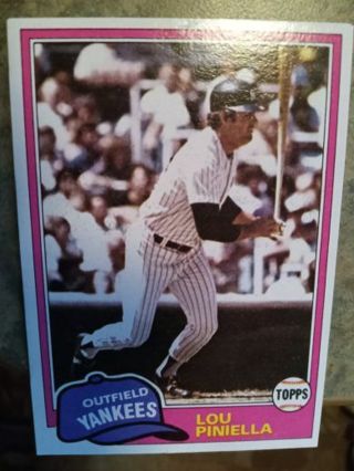 1981 TOPPS LOU PINIELLA NEW YORK YANKEES BASEBALL CARD# 724