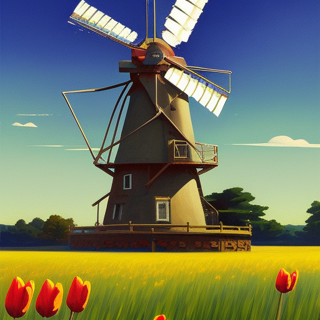 Listia Digital Collectible: Windmill with tulips