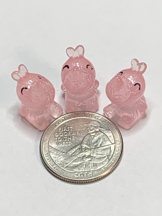 RHINOS~#13~PINK~MINIS~SET OF 3 RHINOS~GLOW IN THE DARK~FREE SHIPPING!