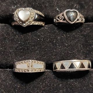 4 vintage sterling silver rings