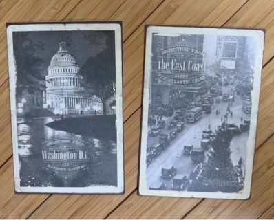 2 antique look postcards