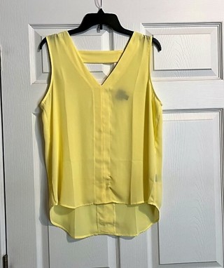 Women's Lightweight Semi Sheer Yellow Sleeveless Tank Top - Size L