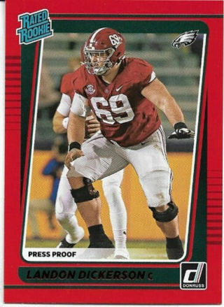 2021 DONRUSS LANDON DICKERSON RED PRESS PROOF ROOKIE CARD