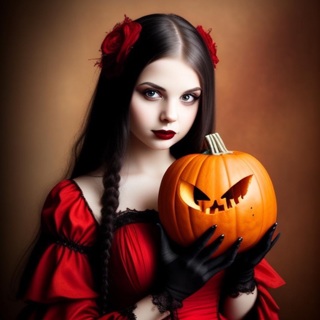 Gothic Girl with Pumpkin 4