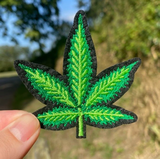 1 NEW GREEN CANNABIS LEAF IRON ON PATCH marijuana pot ganja Applique embroidered FREE SHIPPING