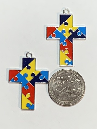 AUTISM CHARMS~#2~CROSSES~SET OF 2 CHARMS~FREE SHIPPING!