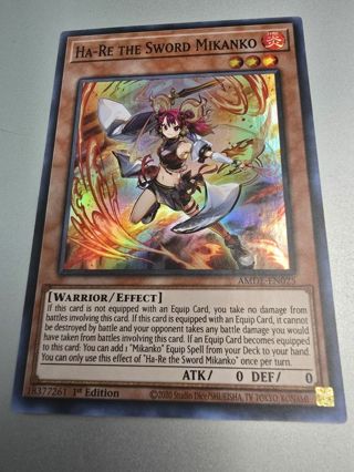 Yugioh Ha-Re The Sword Mikano holo card AMDE-EN025