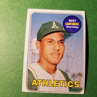 1969 - TOPPS EXMT - NRMT BASEBALL - CARD NO. 495 - BERT CAMPANERIS - A'S