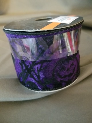 HALLOWEEN WIRED RIBBON in PURPLE - NEW -FREE SHIPPING