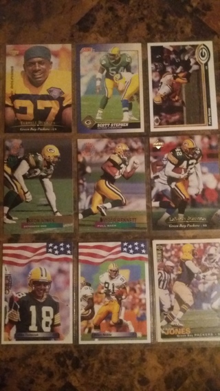 set of 9 green bay packers football cards free shipping