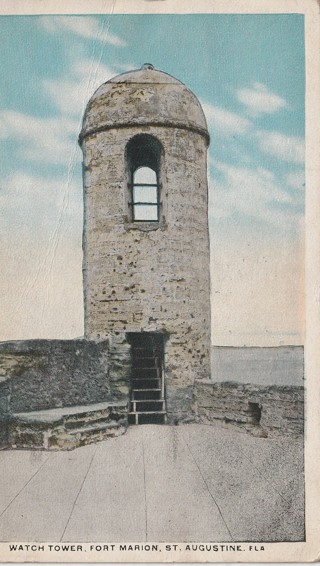 Vintage Used Postcard: (h): 1920 Watch Tower, Fort Marion, St Augustine, FL