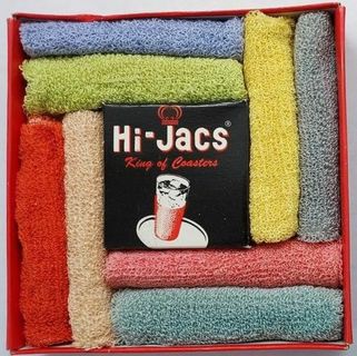  8 Hi-Jacs Vintage 1950s Terry Cloth Glass Cozies in Original Box