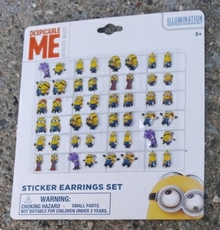 MINIONS DESPICABLE ME VINYL STICKER EARRINGS SET