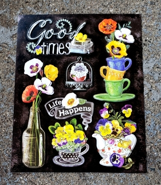 3 D GOOD TIMES LIFE HAPPINESS FLOWER STICKERS 