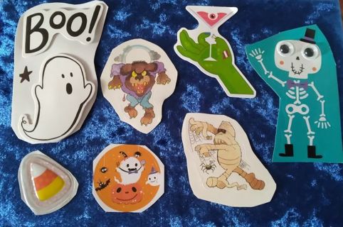 7- "HALLOWEEN VARIETY STICKERS" 1 free w/win