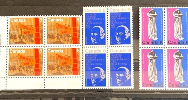 Canada MNH 3 vintage stamp blocks 