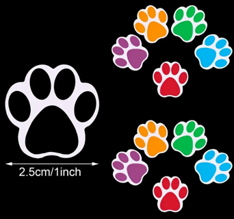 100 Assorted Paw Stickers