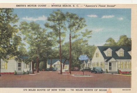 Vintage Unused Postcard: c: Smith's Motor Court, Myrtle Beach, SC