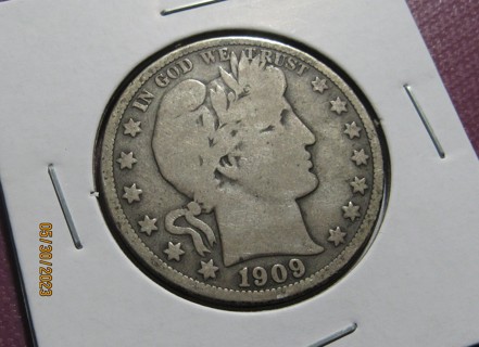 ★★1909 BARBER HALF DOLLAR VG ★★ **90% SILVER**