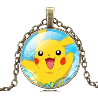 NEW Pokemon Pocket Monster Chain Pikachu Crystal Cabochon Collar Necklace Pendant