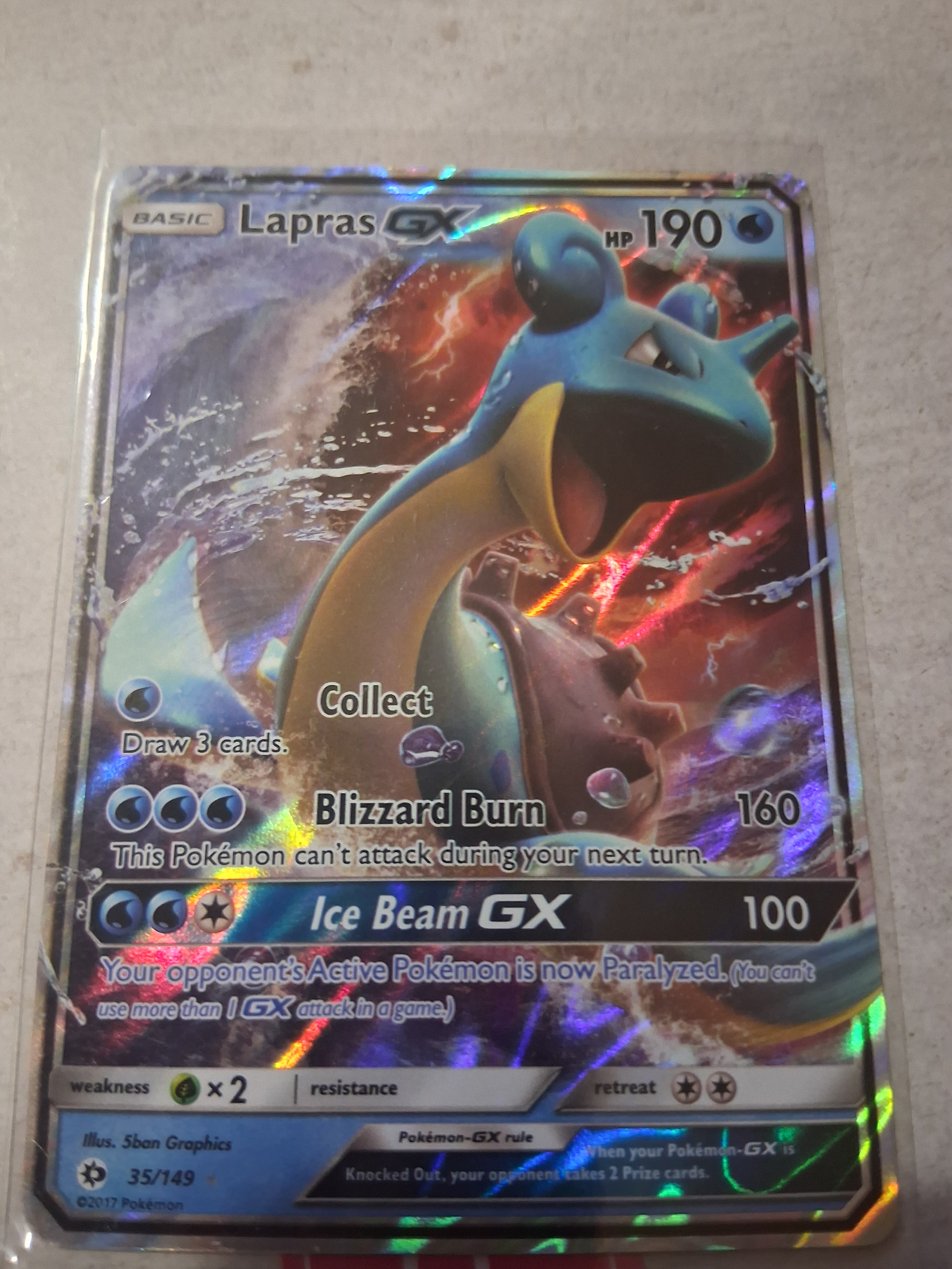 Free: Pokémon TCG Lapras GX Holo Ultra Rare Card Sun & Moon Base Set 35/149 ✨