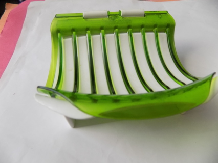 Green and white acrylic egg slicer 4 x 3 1/2