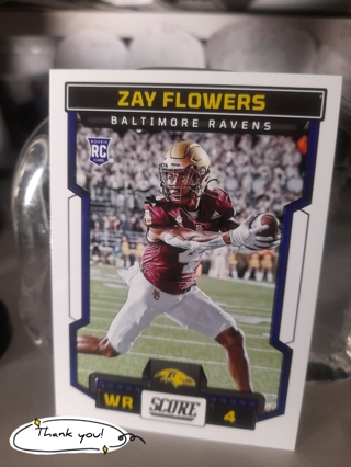 2023 Zay Flowers Score Rookie Ravens Mint