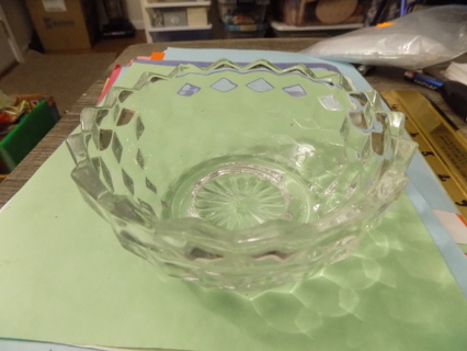 Vintage 5 inch lead crystal bowl zig zag rim diamond point pattern starburst bottom