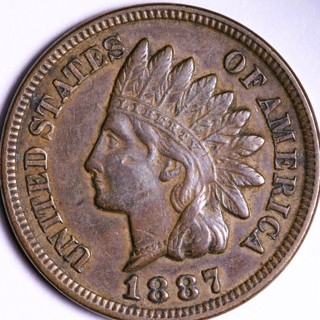 1887 Indian Head Cent,  Circulated, Proud Features, Insured, Refundable. Ships FREE 