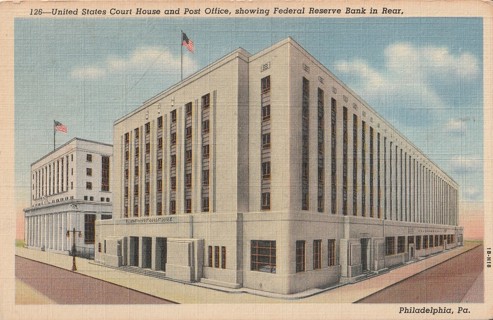 Vintage Unused Postcard: r: Linen: US Court House, Philadelphia, PA