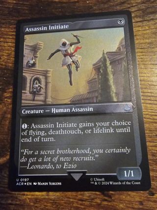 Magic the gathering mtg Assassin Initiate etched foil card Assassins Creed