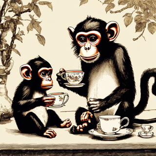 Listia Digital Collectible: Monkeys Having Tea