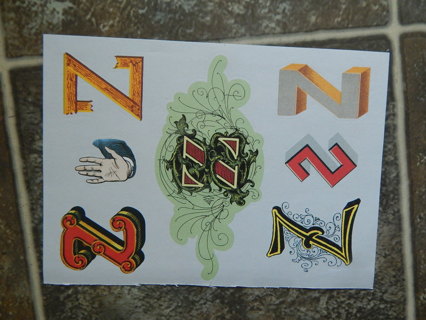 Letter "Z"   sticker sheet