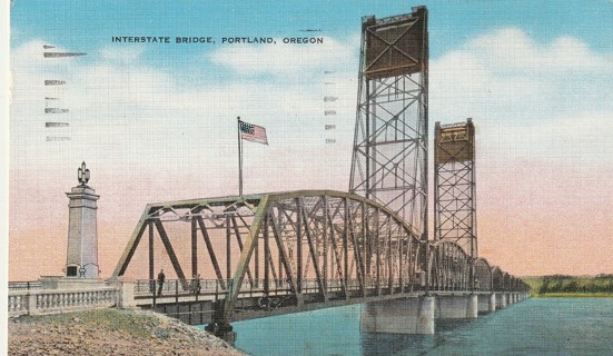 Vintage Used Postcard: 1949 Interstate Bridge, Portland, OR