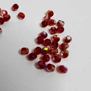 Red AB Faceted 5mm Glass Bicone Beads 
