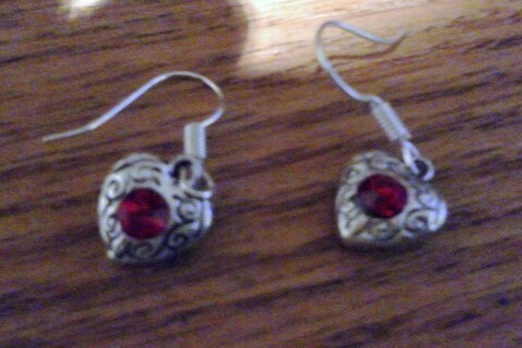 New Heart Earrings with Sparkling Red Crystals