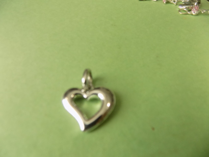 Silver plated thick heart charm 1 inch on thick link and cut out middle