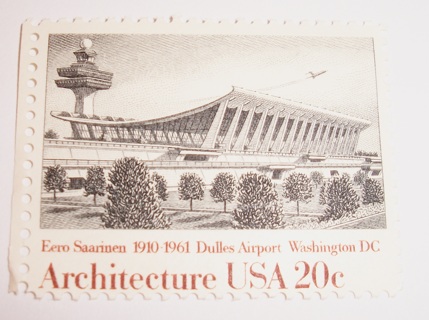 Scott #2022, Architecture, Dulles Airport, One Useable 20¢ US Postage Stamp