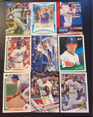 9 Los Angeles Dodgers baseball cards 